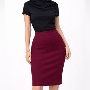 Vintage Burgundy Wool Pencil Skirt